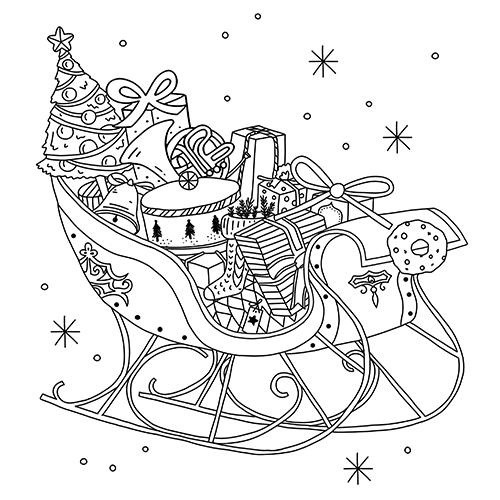 Christmas sleigh coloring page