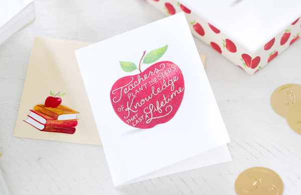 Teacher Apple Thank you card