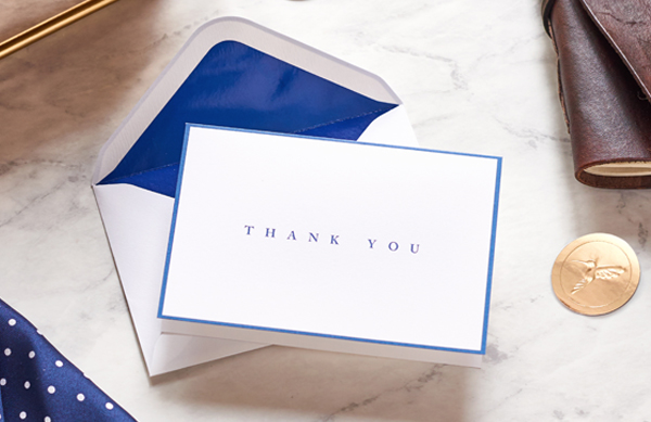 Blue business thank you card
