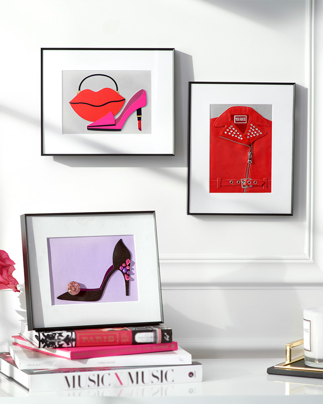 fashion cards framed in room