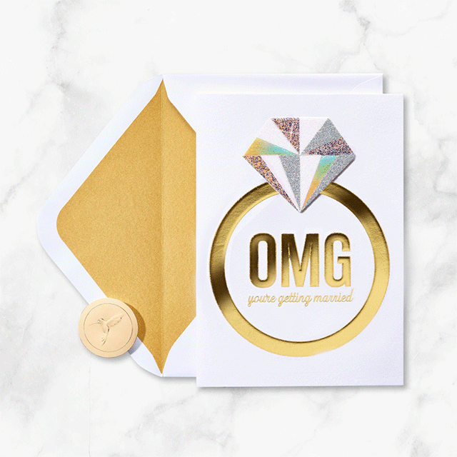 OMG Engagement Ring Engagement Greeting Card GIF