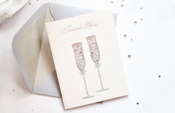 Wedding Champagne Flute Thank You card