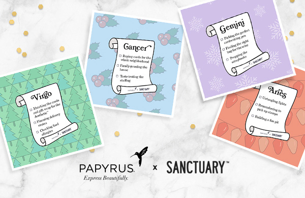 Sanctuary World x Papyrus astrological signs holiday lists
