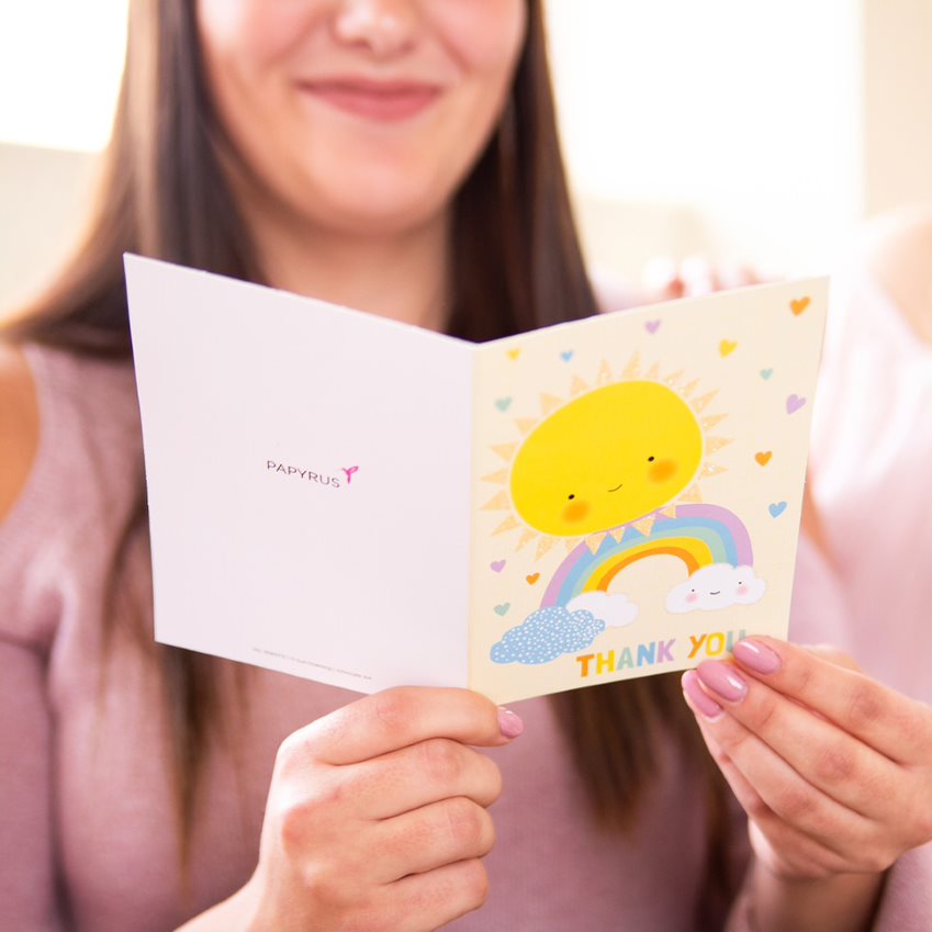 Sun Smiley Face and Rainbow Baby Greeting Card