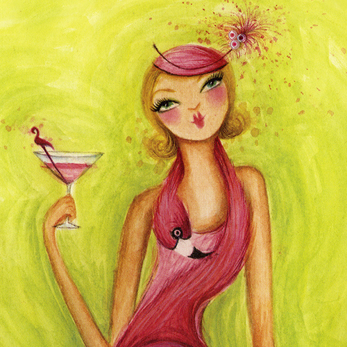 Bella Flamingo Woman Wallpaper