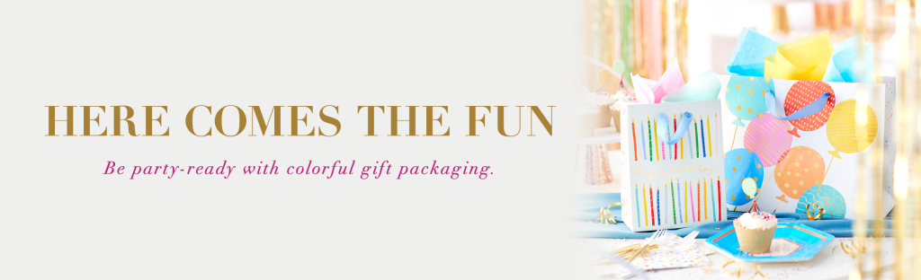 Here comes the fun be party-ready with colorful gift packaging