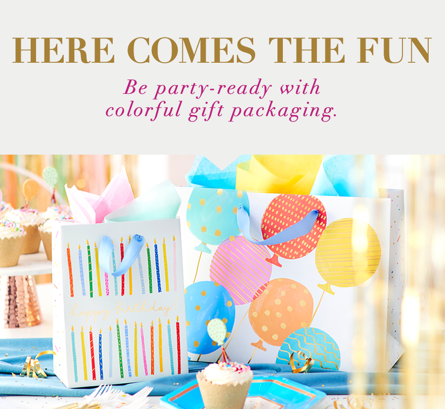 Here Comes the Fun Be Party-ready with colorful gift packaging
