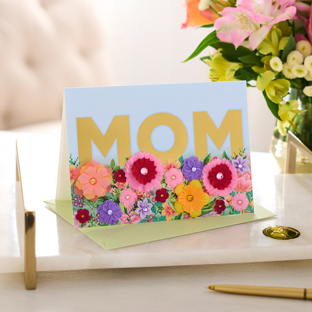 "Mom" Flowers Mother's Day card and flowers