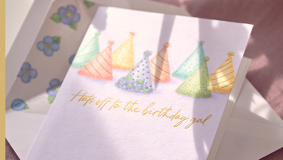 Birthday card with party hats