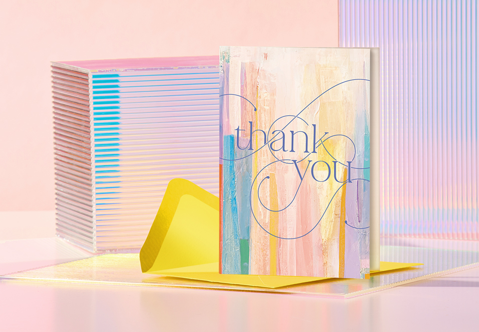 Thank you card with yellow envelope