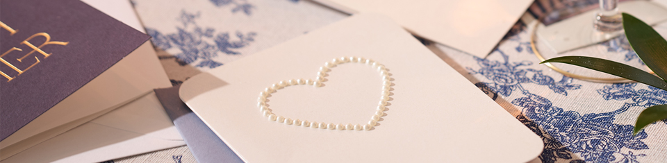 Pearl heart wedding card