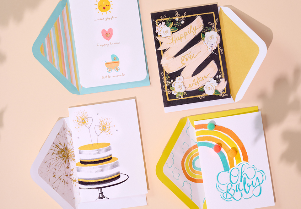 A group of 4 wedding cards from the top down.