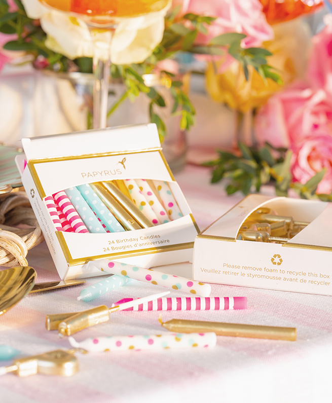 Candles in paper packaging.