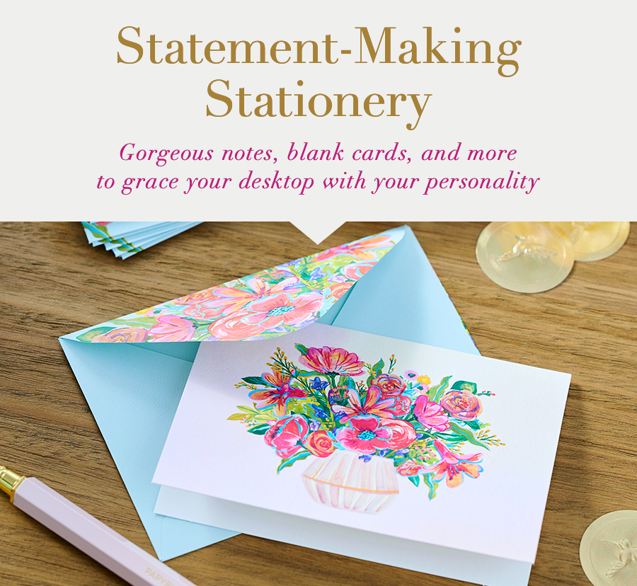 Statement-Making Stationery. Gorgeous notes, blank cards, and more to grace your desktop with your personality