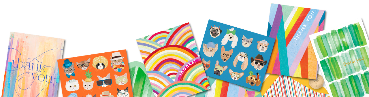 Stationery cards spread out horizontally 