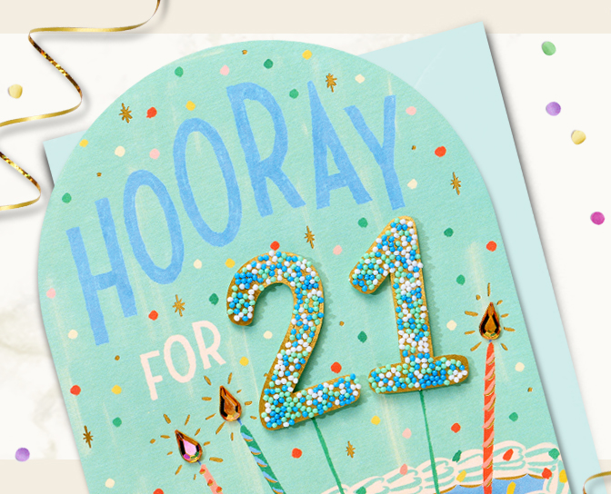 Horray for 21 birthday card