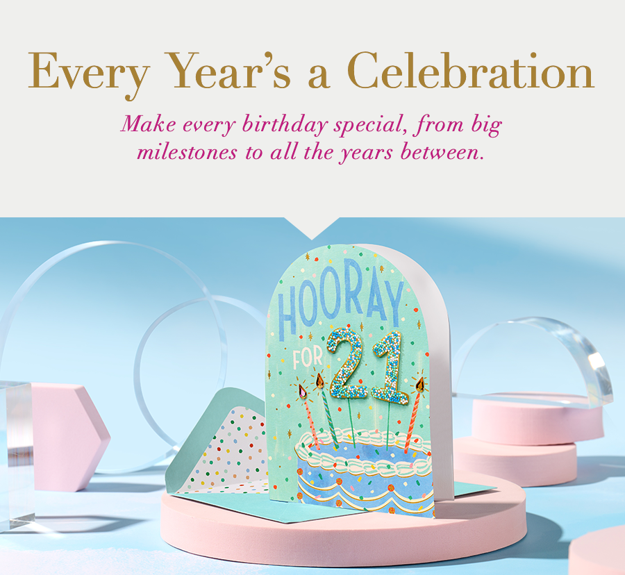 Every Year’s a Celebration. Make every birthday special, from big milestones to all the years between.
