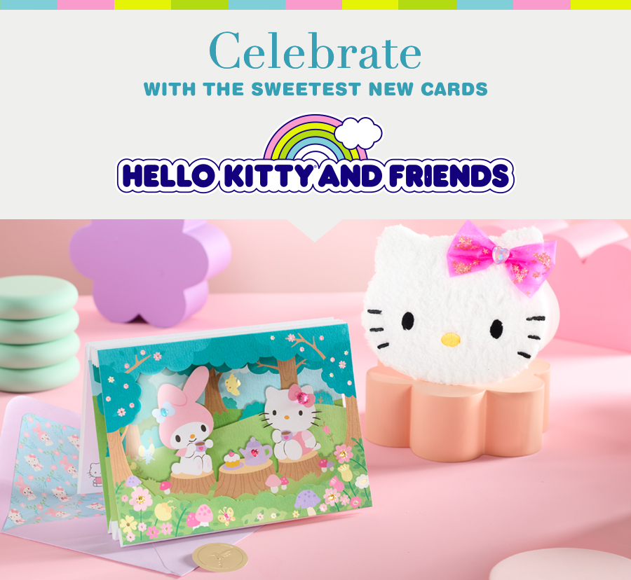 Celebrate with the sweetest new cards. Hello Kitty and Friends.