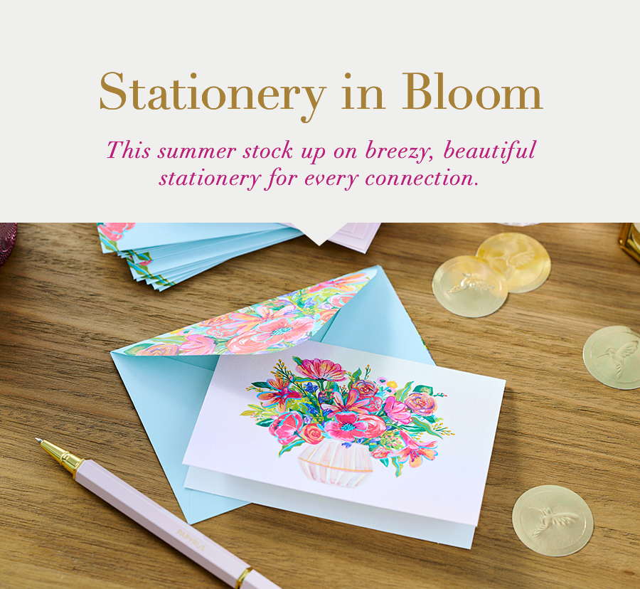 Stationery in Bloom. This summer stock up on breezy, beautiful stationery for every occasion.

