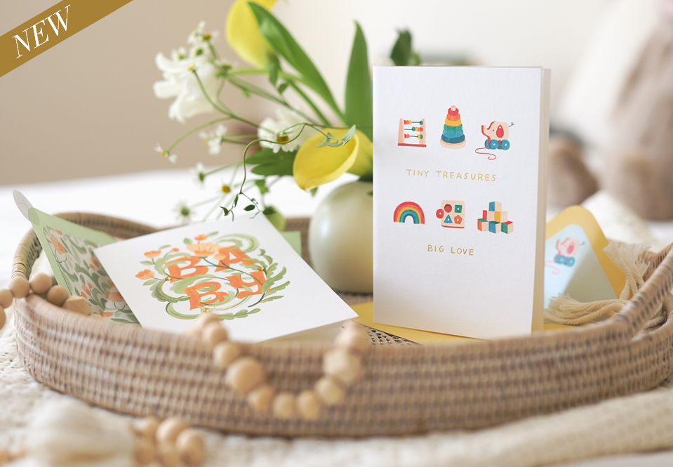 Baby cards in a basket