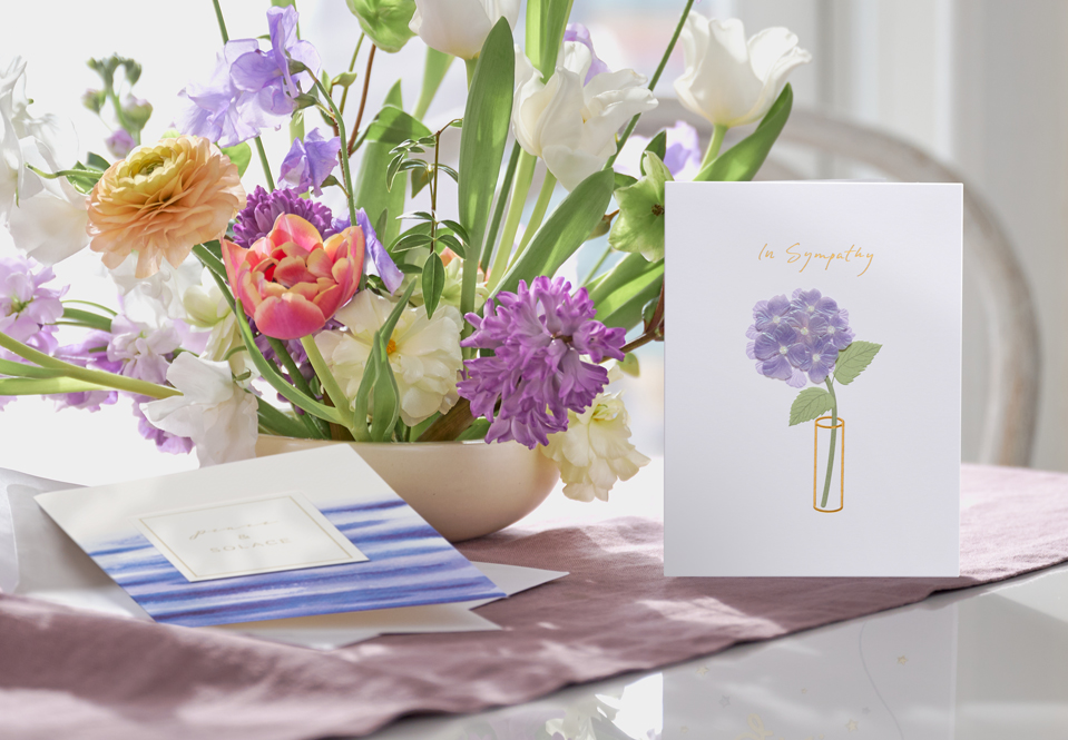 Sympathy cards with flowers