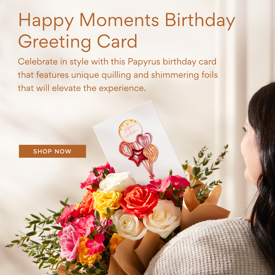 Happy Moments Birthday Greeting Card
Celebrate in style with this Papyrus birthday card that features unique quilling and shimmering foils that will elevate the experience.